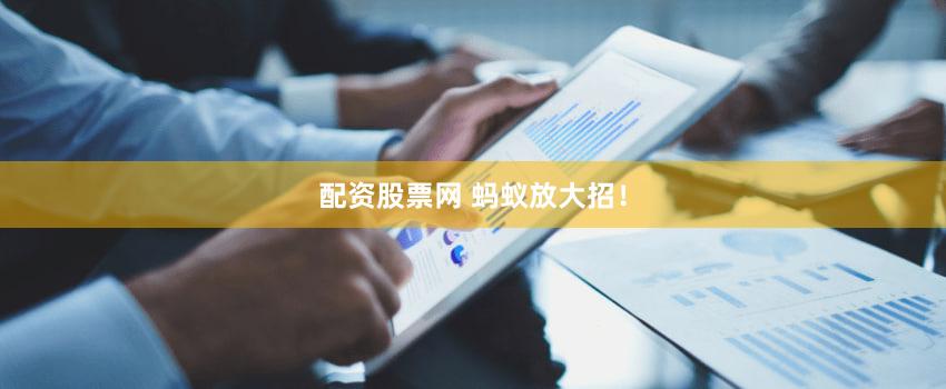 配资股票网 蚂蚁放大招！